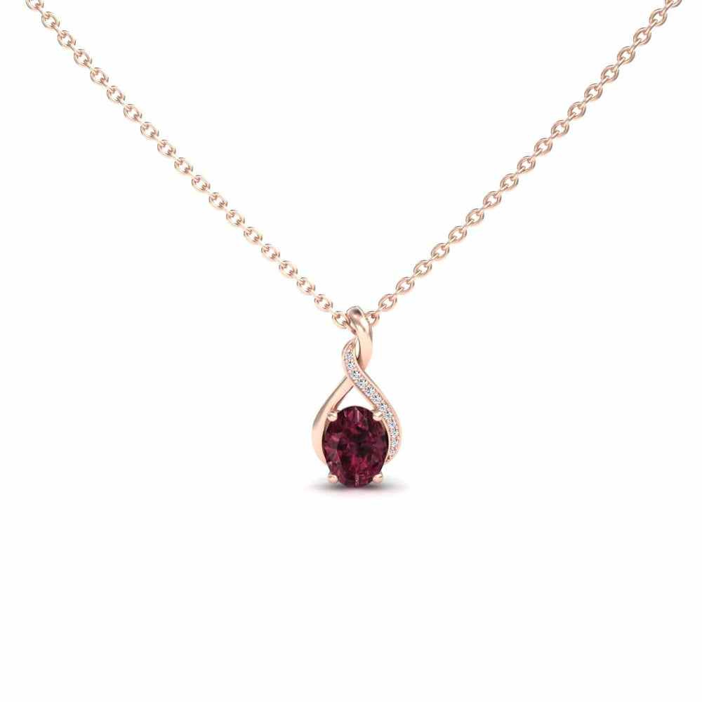 Rhodolite Garnet & Diamond Swirl Necklace - Natalia
