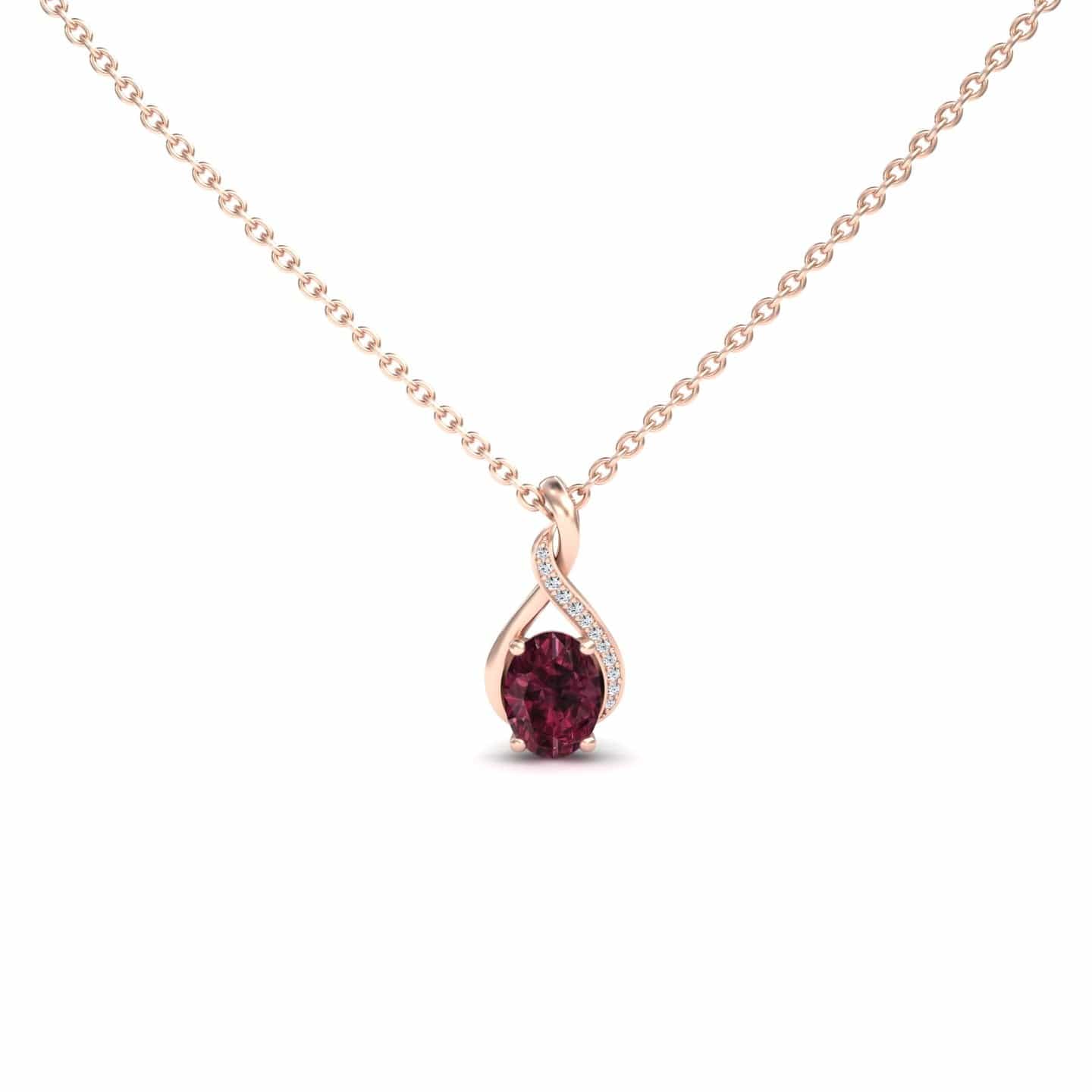 Rhodolite Garnet & Diamond Swirl Necklace - Natalia