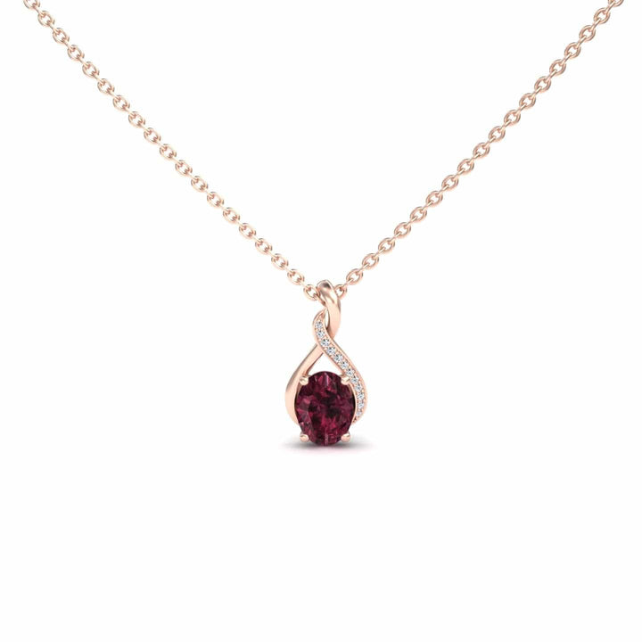 Rhodolite Garnet & Diamond Swirl Necklace - Natalia