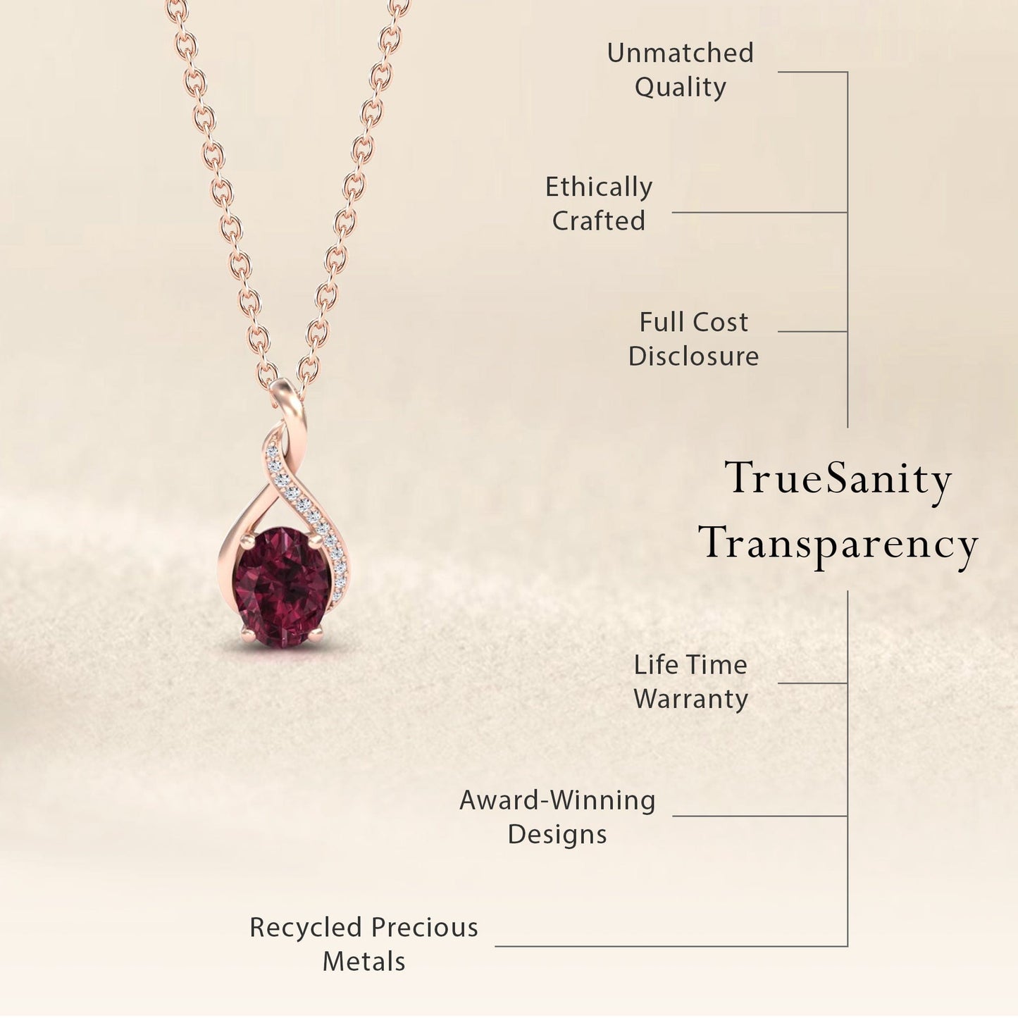 Rhodolite Garnet & Diamond Swirl Necklace - Natalia