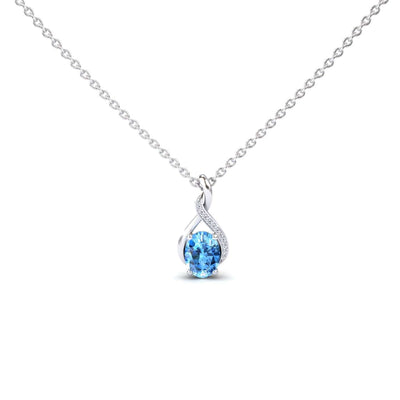 Swiss Blue Topaz & Diamond Swirl Necklace