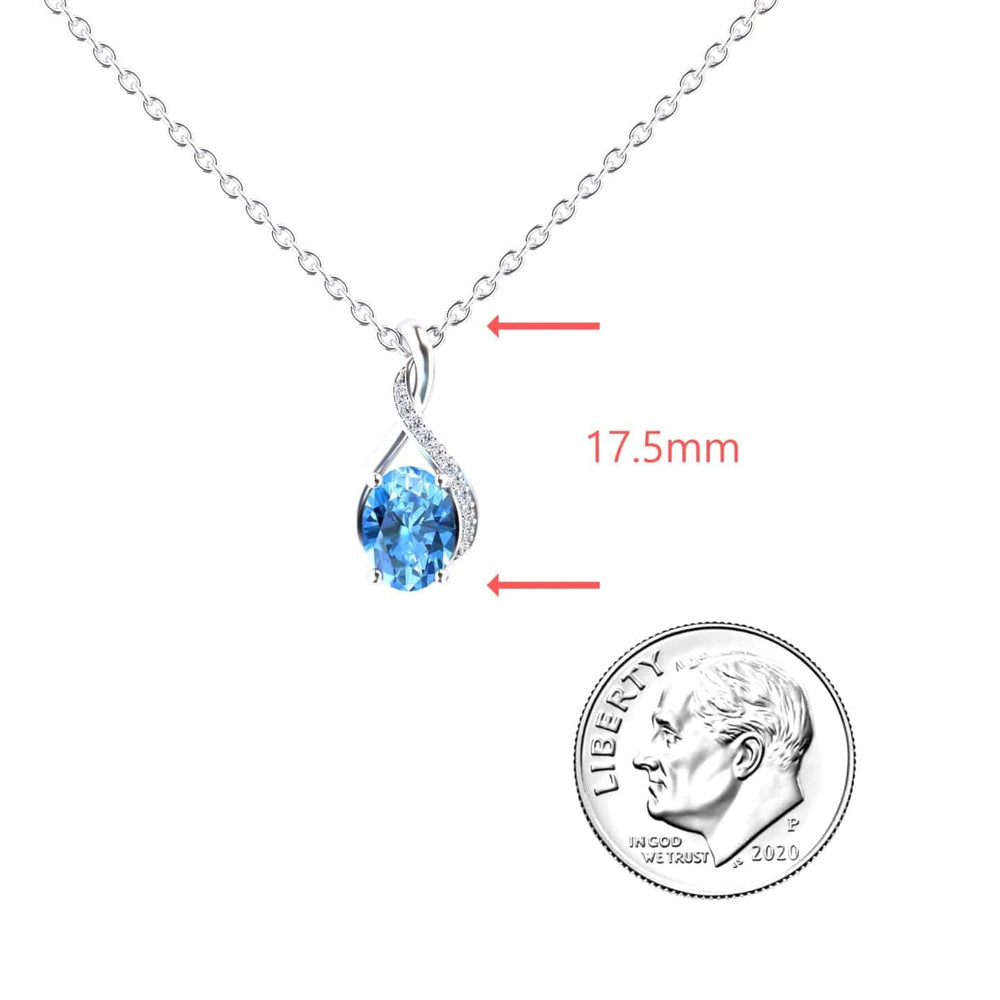 Swiss Blue Topaz & Diamond Swirl Necklace - Natalia