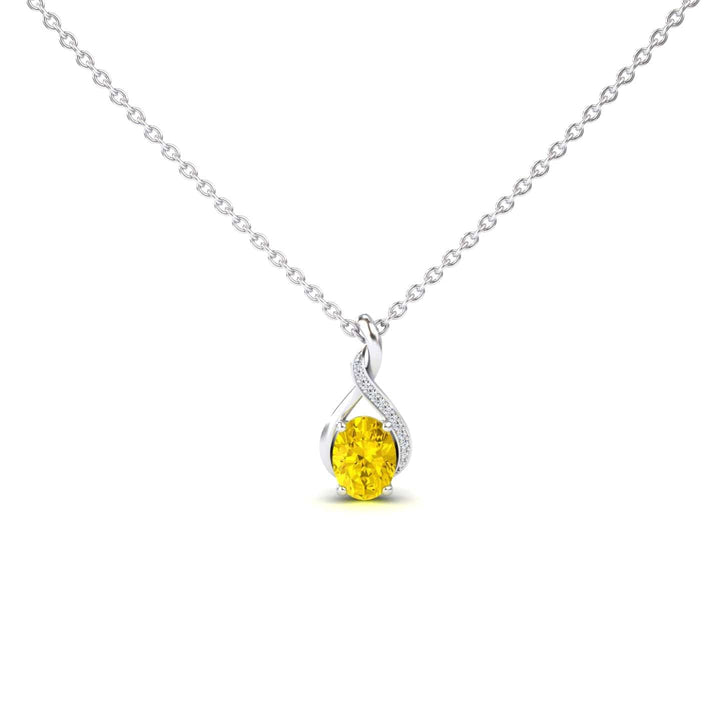 Yellow Sapphire & Diamond Swirl Necklace - Natalia