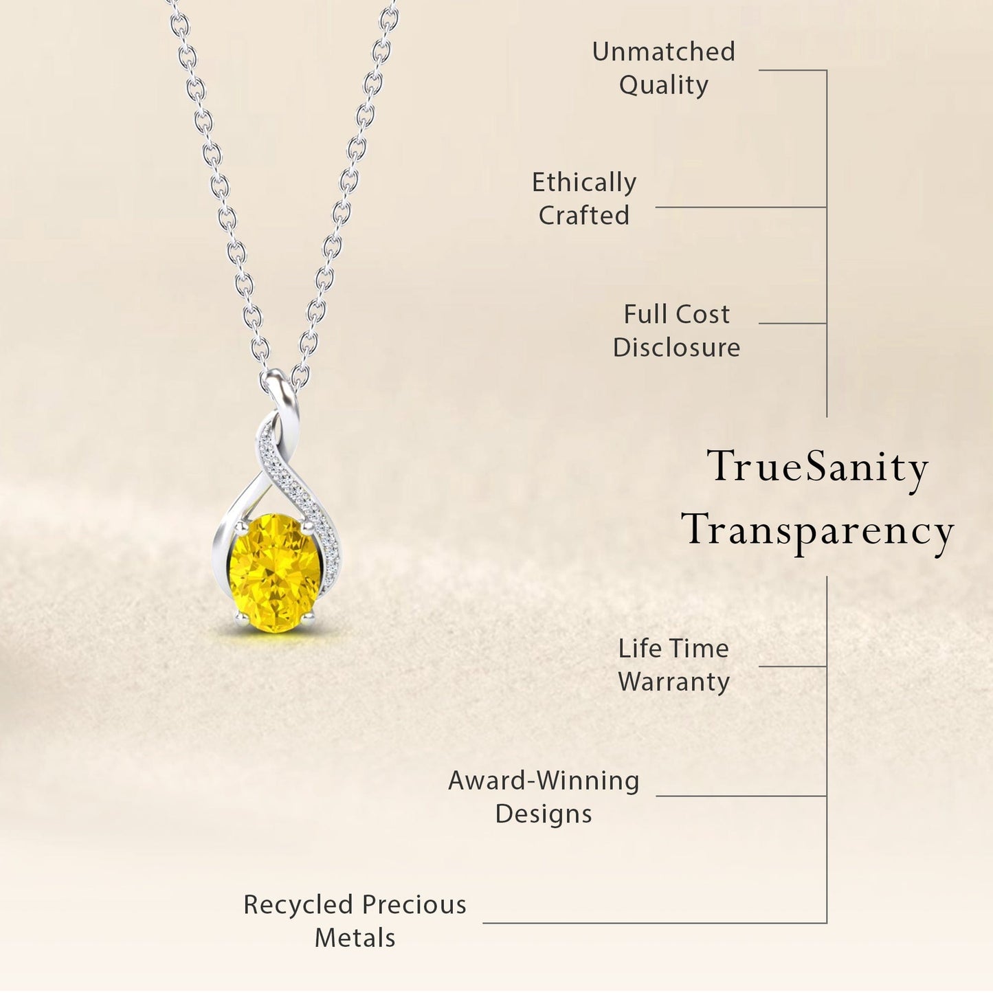 Yellow Sapphire & Diamond Swirl Necklace - Natalia