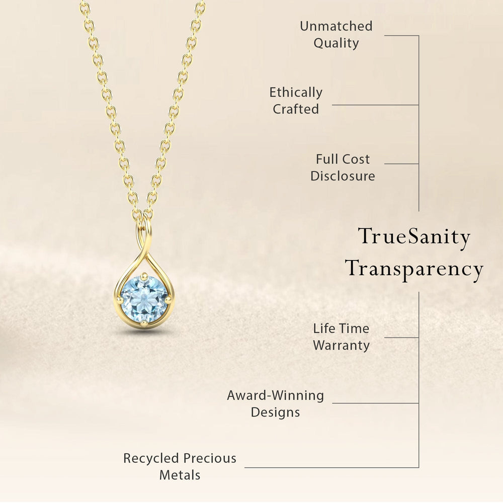 Aquamarine Infinity Teardrop Necklace - Paulina