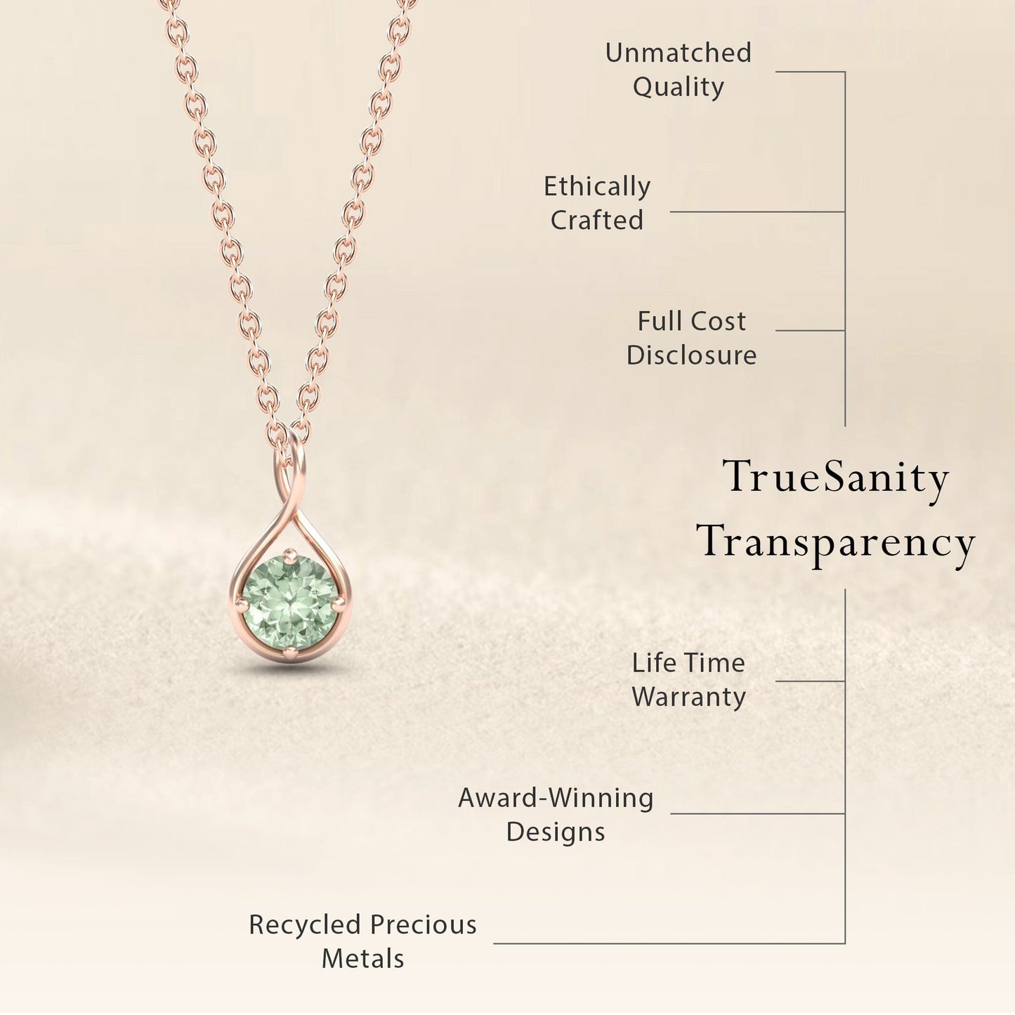 Green Amethyst Infinity Teardrop Necklace - Paulina