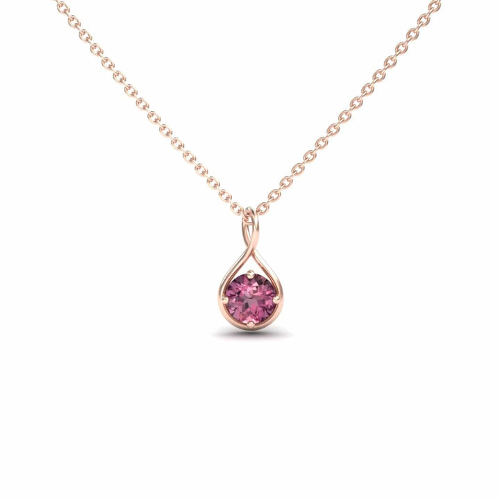 Pink Tourmaline Infinity Teardrop Necklace - Paulina