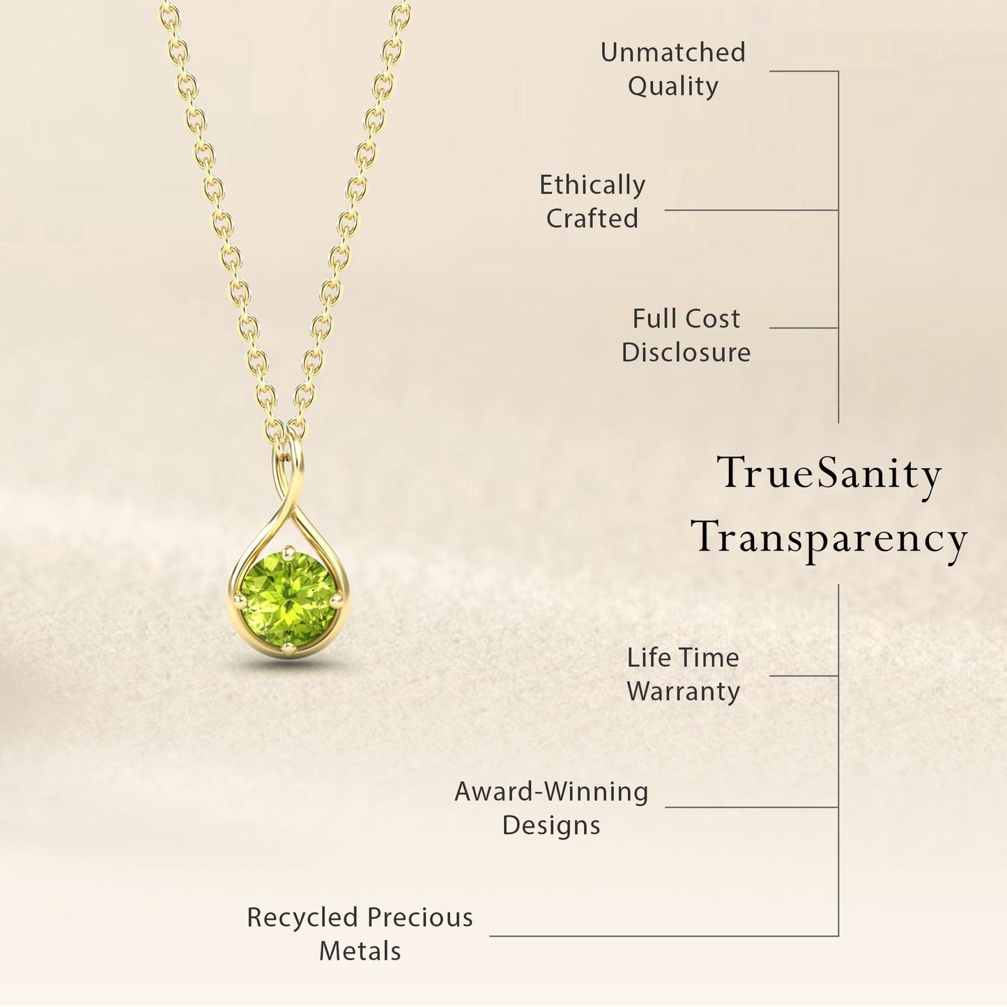 Peridot Infinity Teardrop Necklace - Paulina