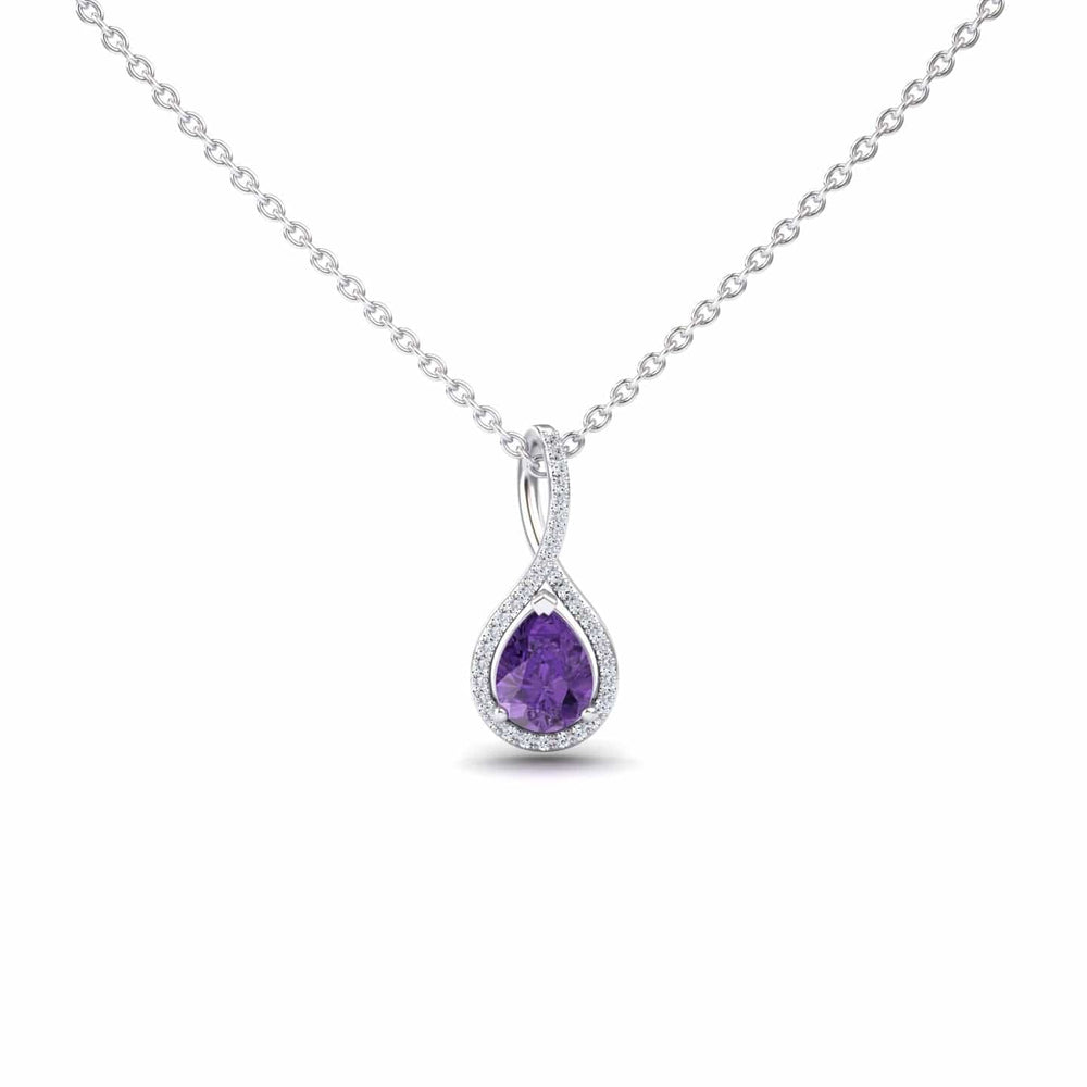 Amethyst & Diamond Halo Twist Fancy Pendant – Ramona