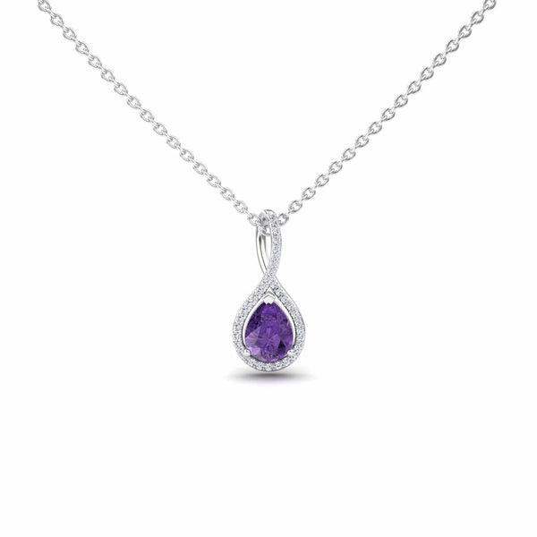 Amethyst & Diamond Halo Twist Fancy Pendant – Ramona