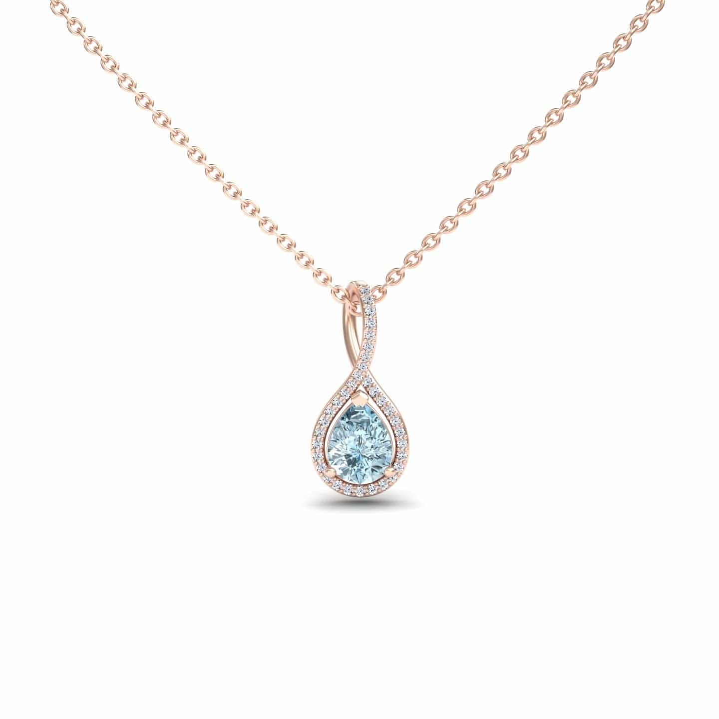 Aquamarine & White Diamond Twist Fancy Necklace - MYSP38