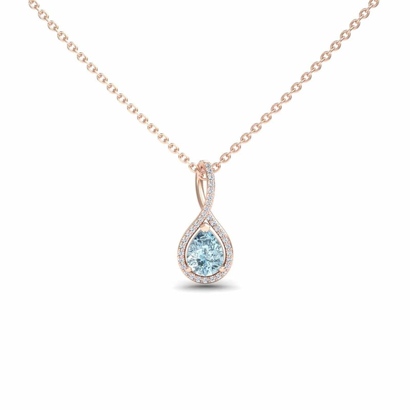 Aquamarine & Diamond Halo Twist Fancy Pendant – Ramona