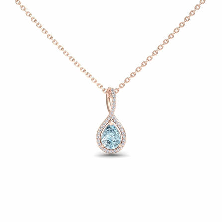 Aquamarine & White Diamond Twist Fancy Necklace - MYSP38