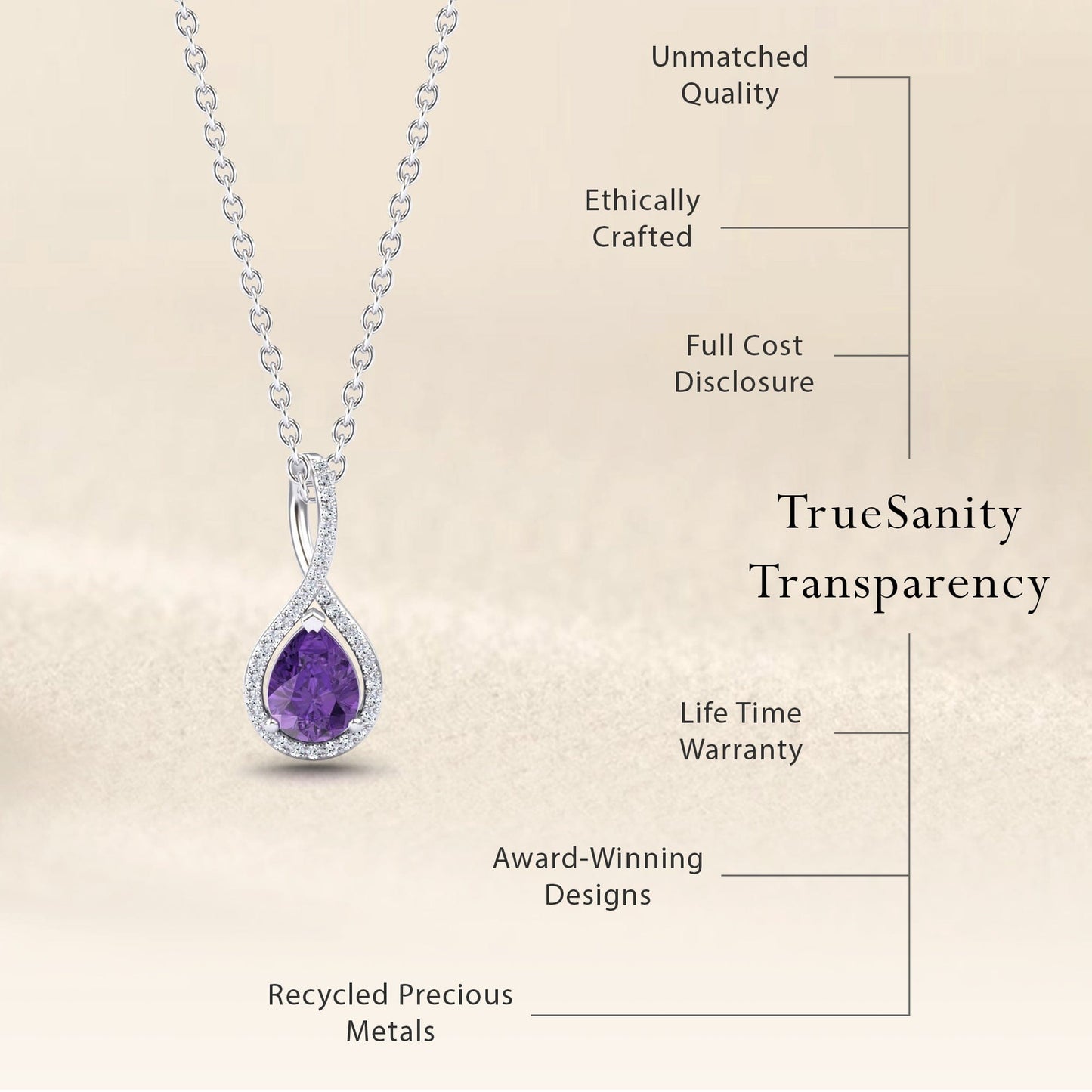 Amethyst & Diamond Twist Fancy Pendant - MYSP38