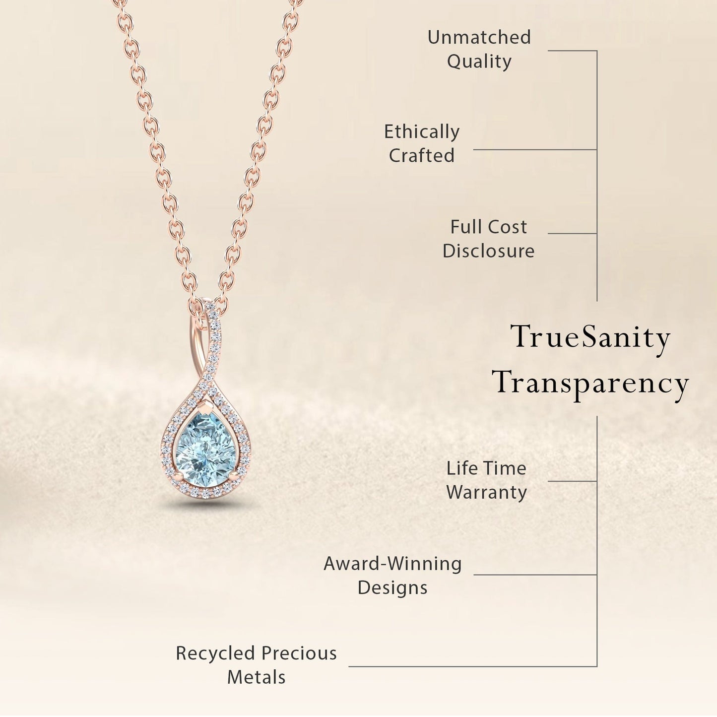Aquamarine & White Diamond Twist Fancy Necklace - MYSP38