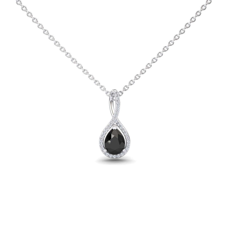 Black & White Diamond Halo Twist Fancy Pendant – Ramona
