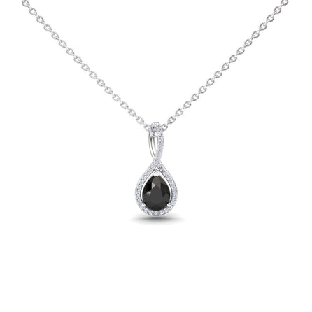 Pear Black & White Diamond Twist Fancy Pendant - MYSP38