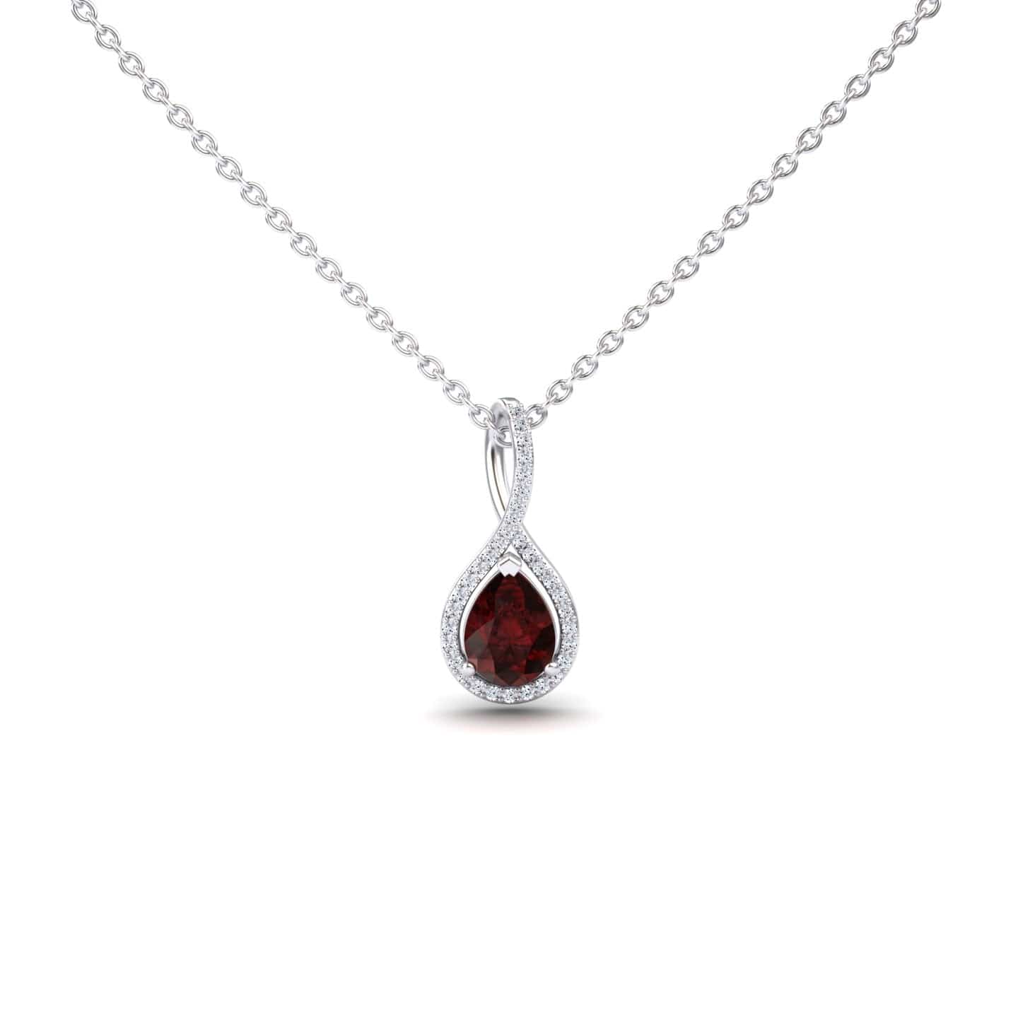 Pear Garnet & White Diamond Twist Fancy Pendant - MYSP38