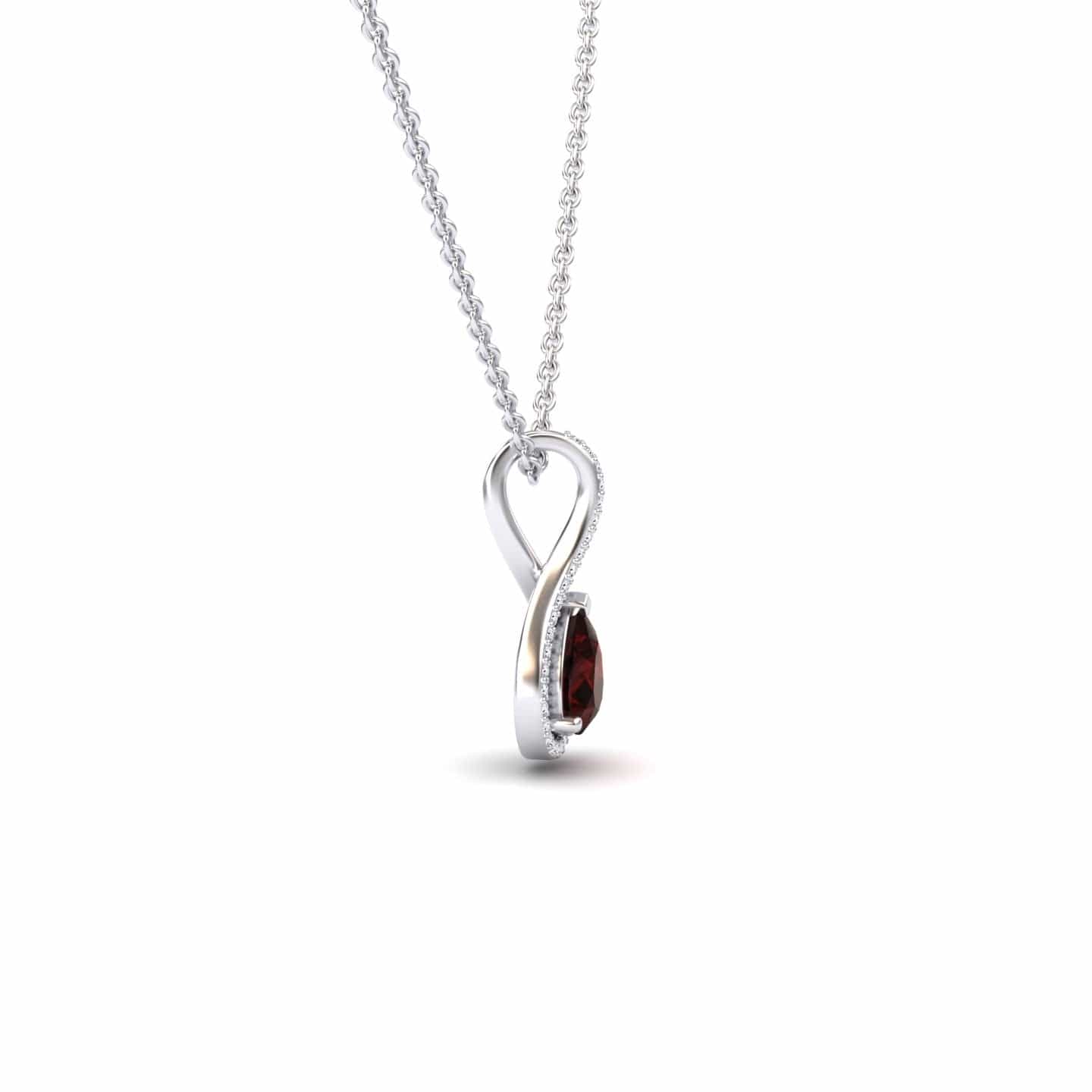 Pear Garnet & White Diamond Twist Fancy Pendant - MYSP38