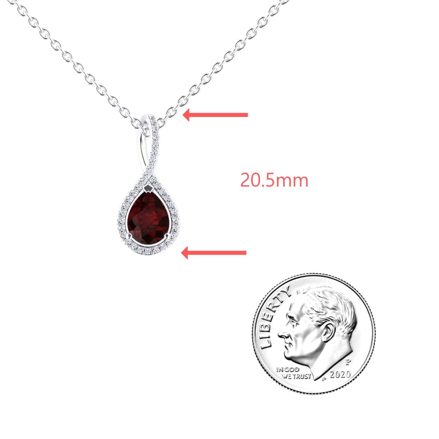 Pear Garnet & White Diamond Twist Fancy Pendant - MYSP38