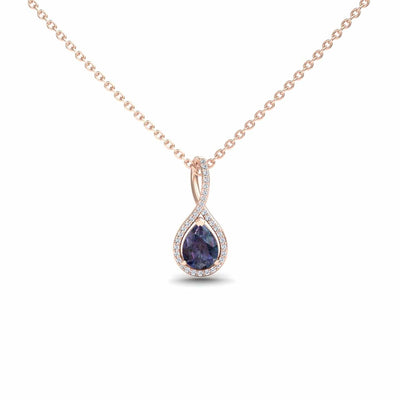 Lab Grown Alexandrite & Diamond Halo Twist Fancy Pendant – Ramona