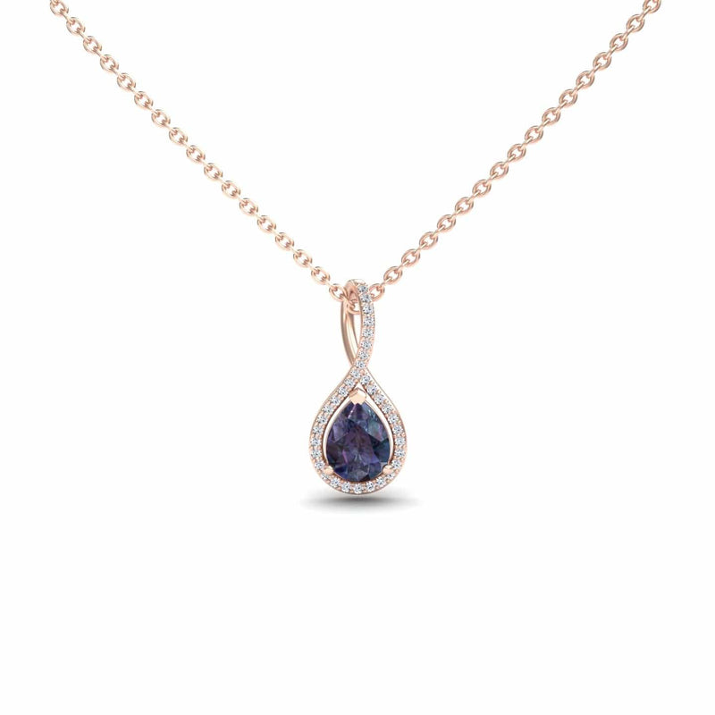 Lab Grown Alexandrite & Diamond Halo Twist Fancy Pendant – Ramona