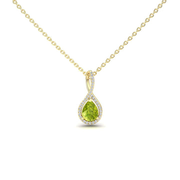 Peridot & White Diamond Twist Fancy Necklace - MYSP38