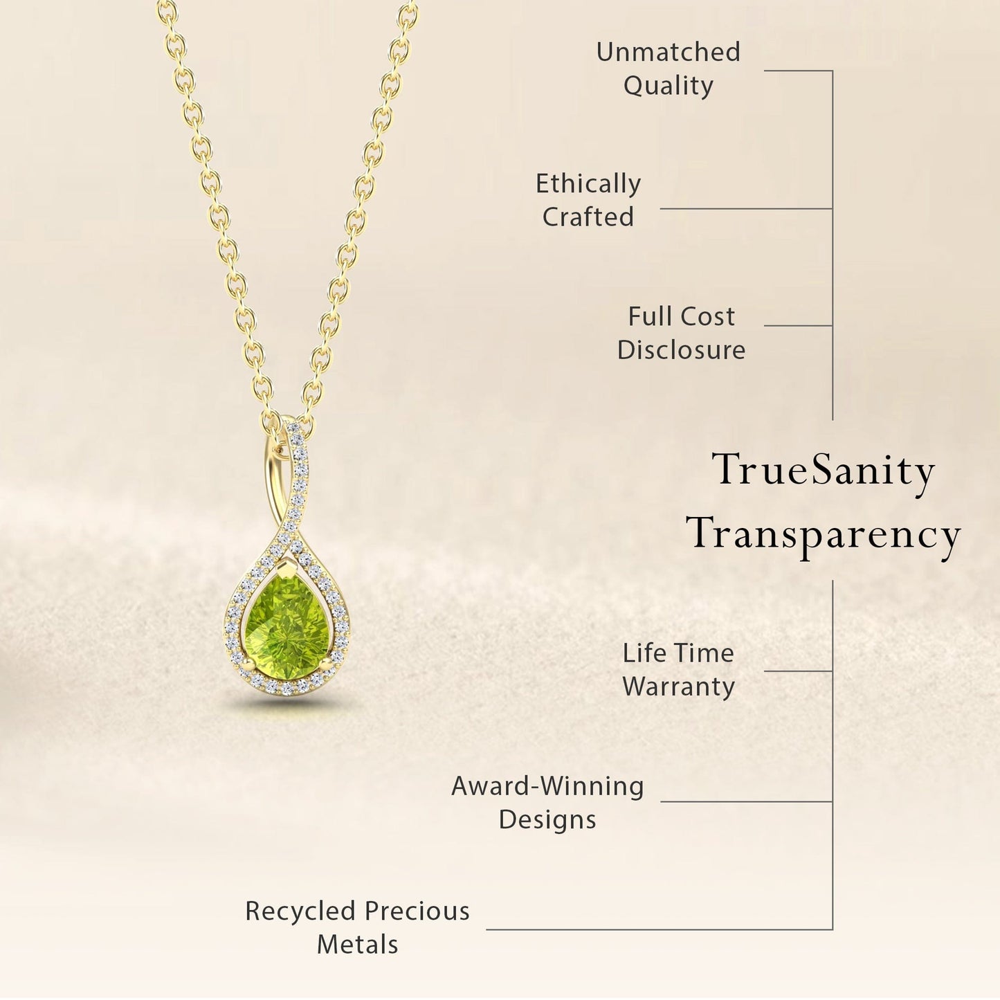 Peridot & White Diamond Twist Fancy Necklace - MYSP38