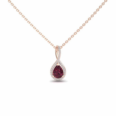 Rhodolite Garnet & Diamond Halo Twist Fancy Pendant – Ramona