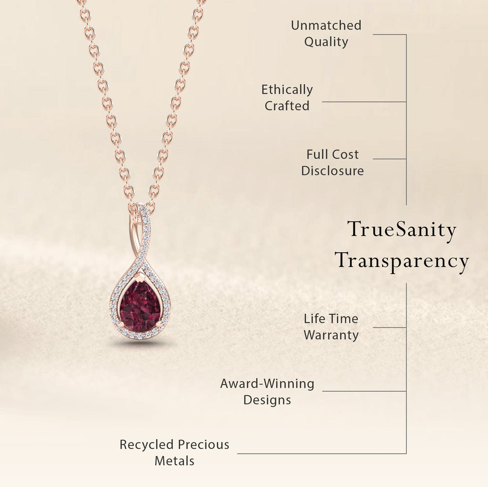 Rhodolite Garnet & Diamond Halo Twist Fancy Pendant – Ramona