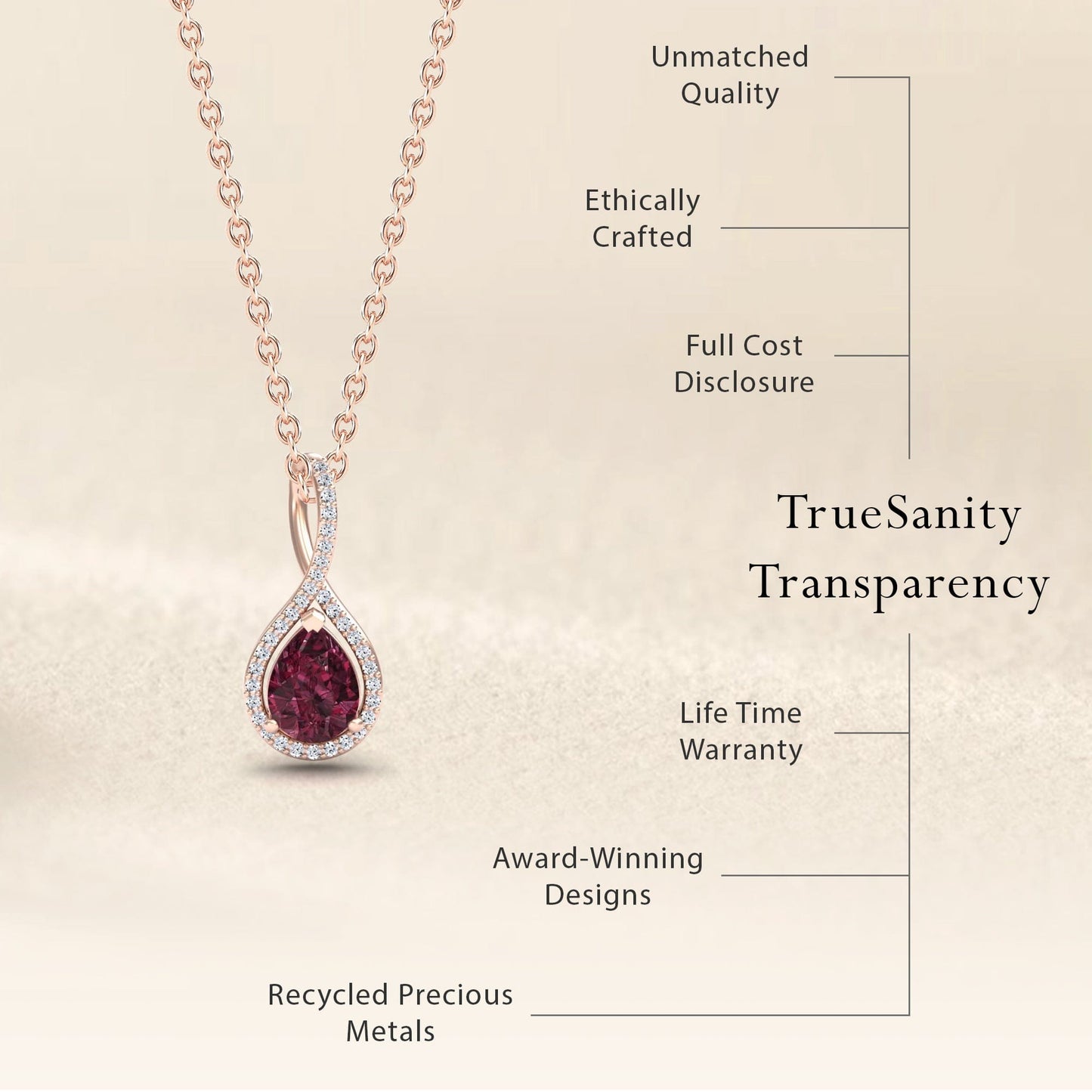 Rhodolite Garnet & Diamond Twist Fancy Pendant - MYSP38