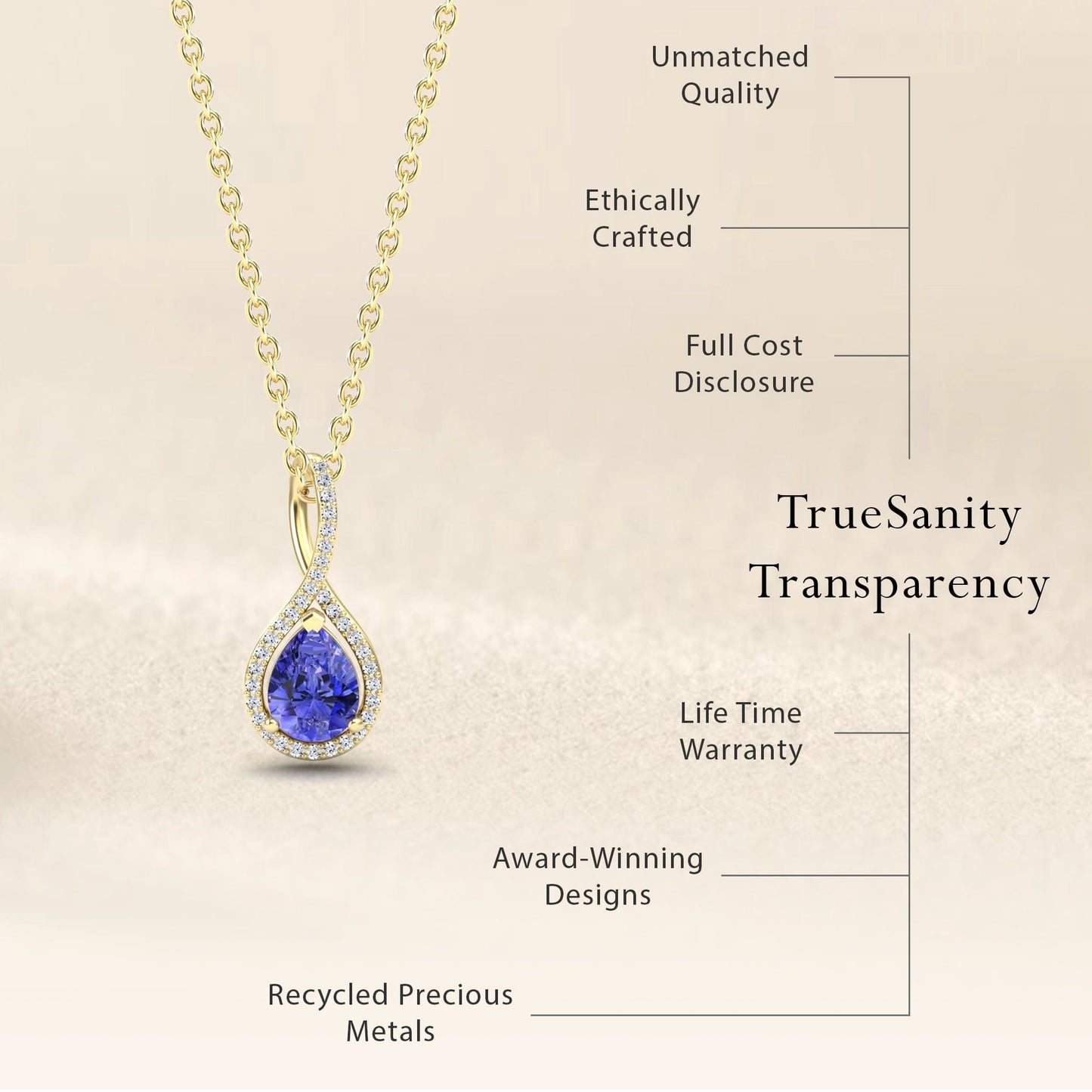 Pear Tanzanite & White Diamond Twist Fancy Pendant - MYSP38