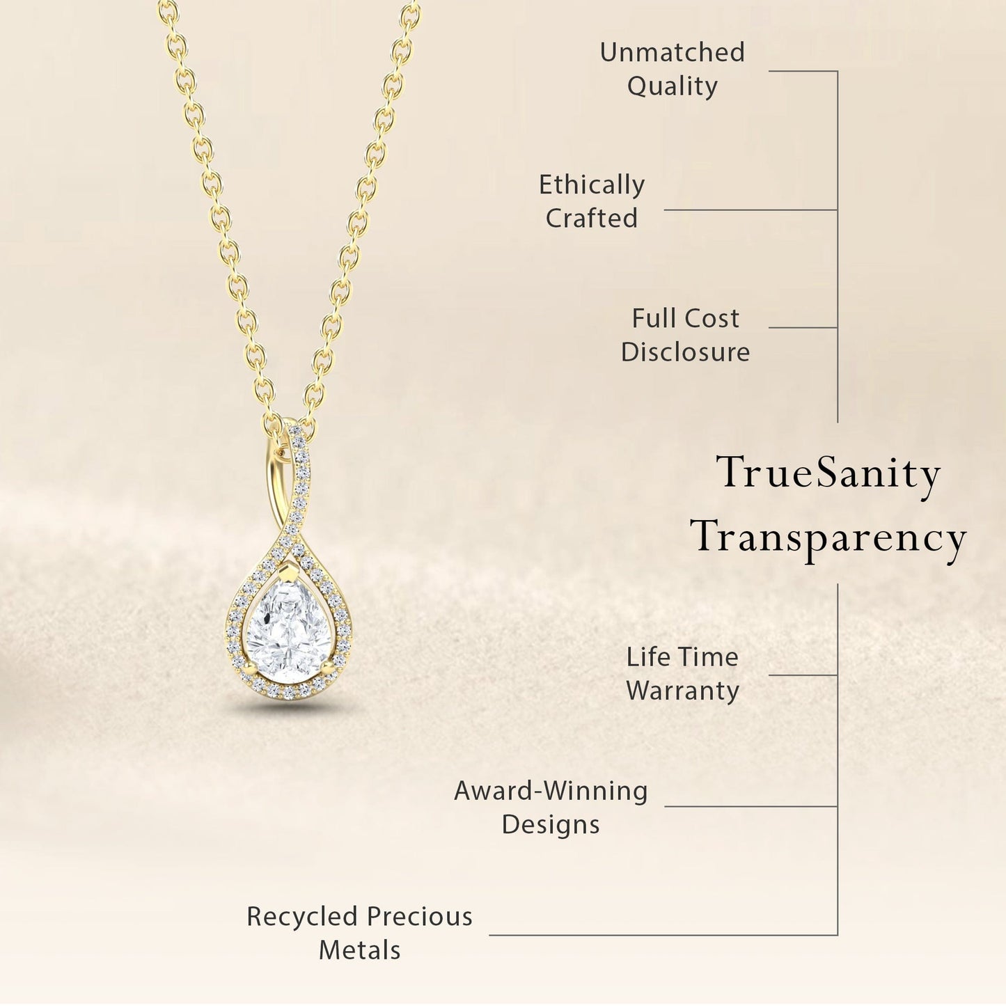 Pear Lab Grown White Diamond Twist Fancy Pendant - MYSP38