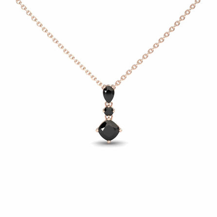 Black Diamond Three Stone Drop Necklace - Roshni