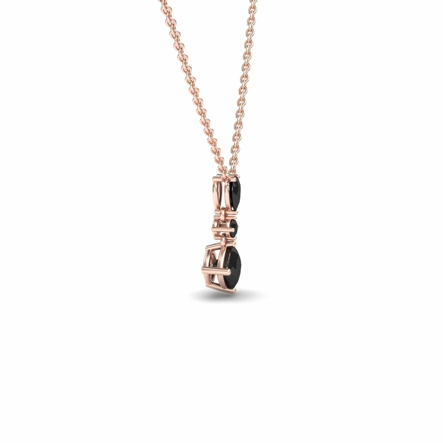 Black Diamond Three Stone Drop Necklace - Roshni