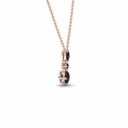 Black Diamond Three Stone Drop Necklace - Roshni