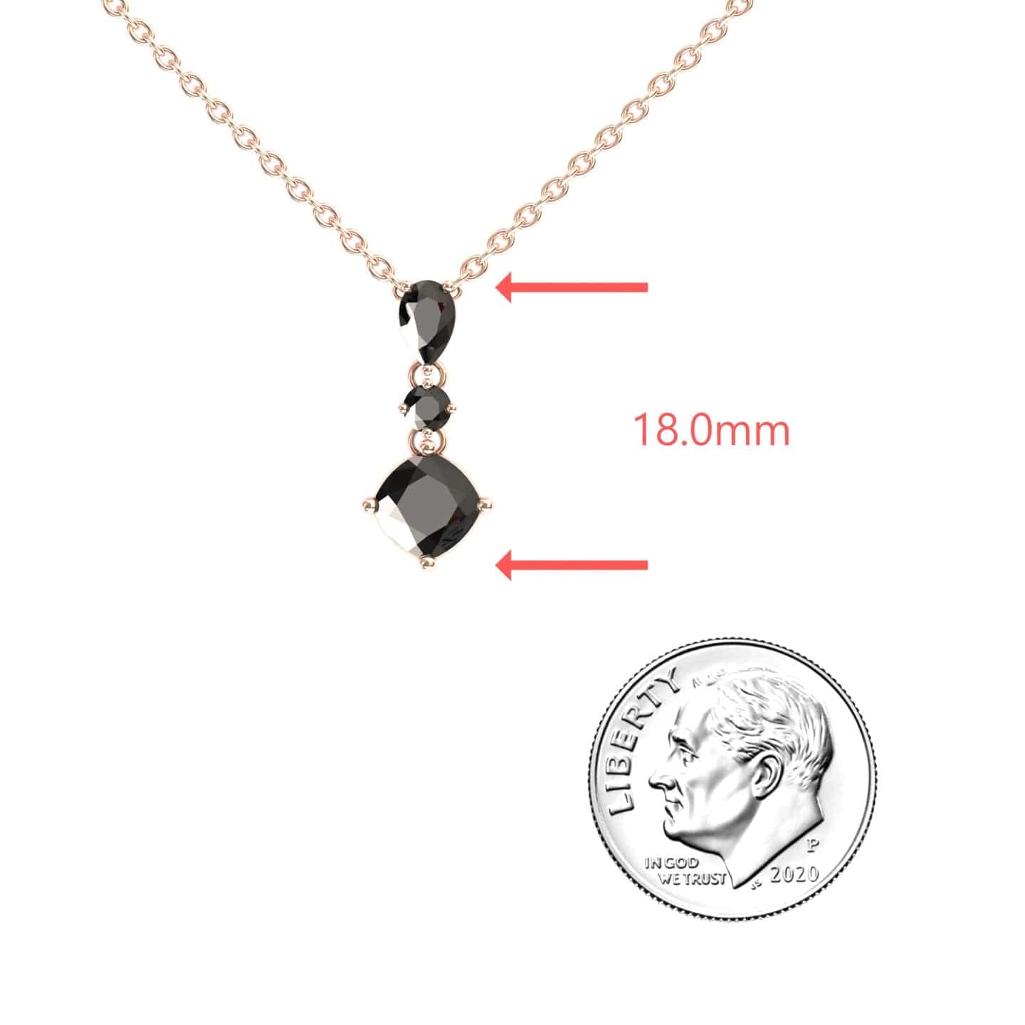 Black Diamond Three Stone Drop Necklace - Roshni