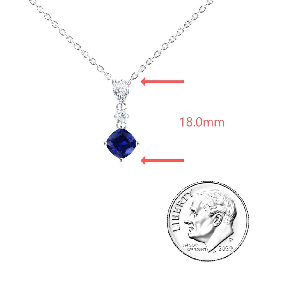 Roshni Lab Grown Blue Sapphire & Diamond Three Stone Drop Necklace