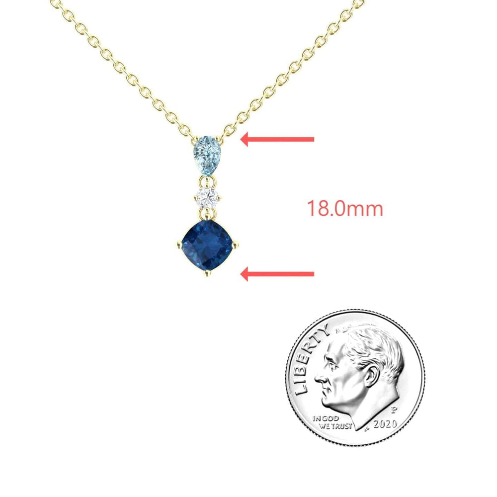 Roshni London Blue Topaz & Aquamarine Three Stone Drop Necklace
