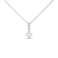 Lab Grown White Diamond Three Stone Drop Necklace - Roshni