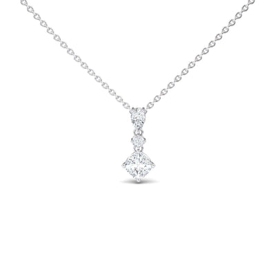 Roshni Lab Grown White Diamond Three Stone Drop Necklace