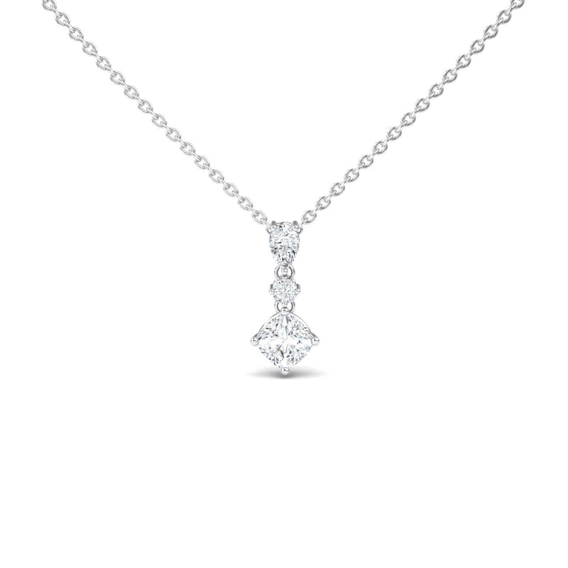 Roshni Lab Grown White Diamond Three Stone Drop Necklace