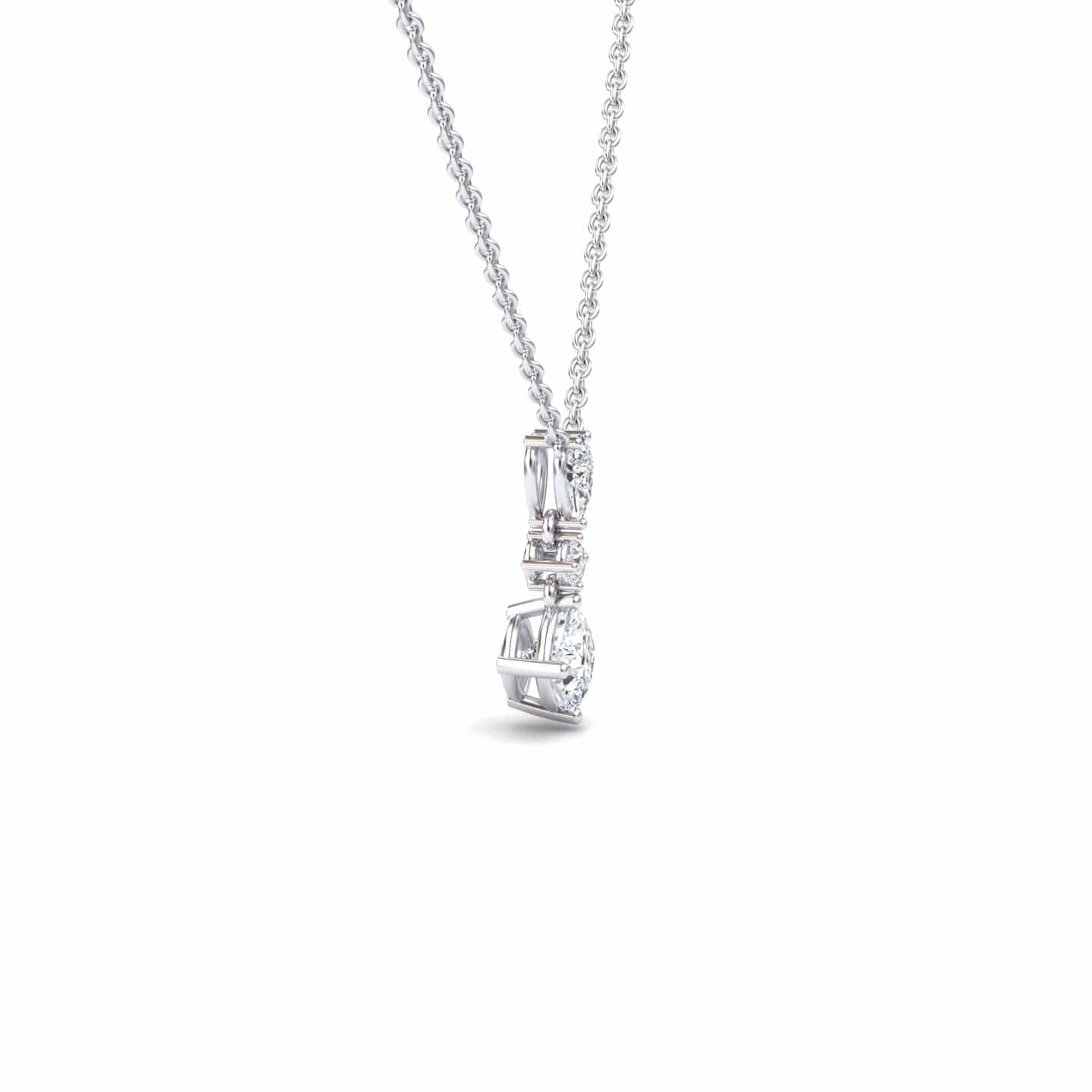 Lab Grown White Diamond Three Stone Drop Necklace - Roshni