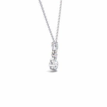 Lab Grown White Diamond Three Stone Drop Necklace - Roshni