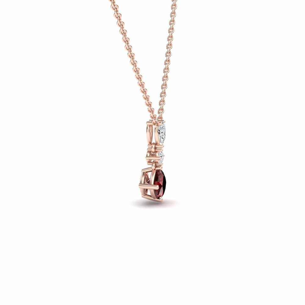 Roshni Lab Grown Ruby & Diamond Three Stone Drop Necklace