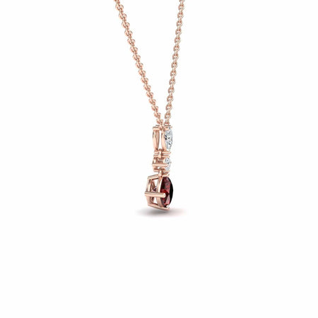 Roshni Lab Grown Ruby & Diamond Three Stone Drop Necklace
