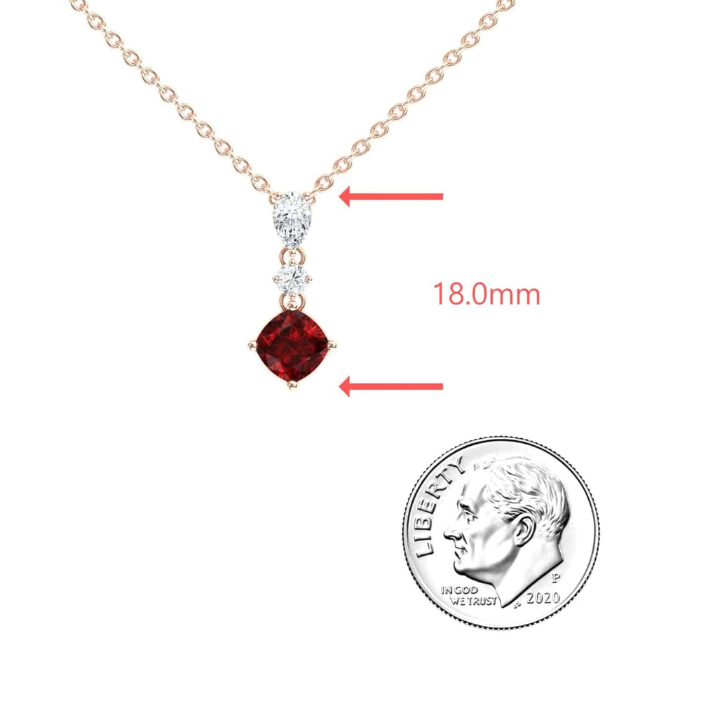 Roshni Lab Grown Ruby & Diamond Three Stone Drop Necklace