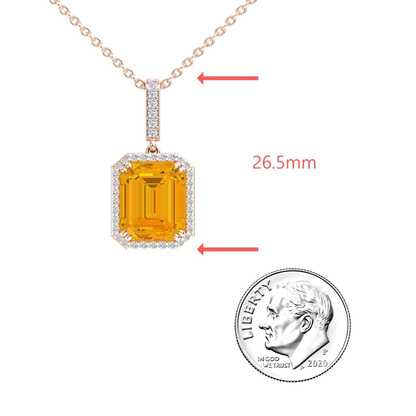 Citrine & Diamond Halo Necklace - Sanya
