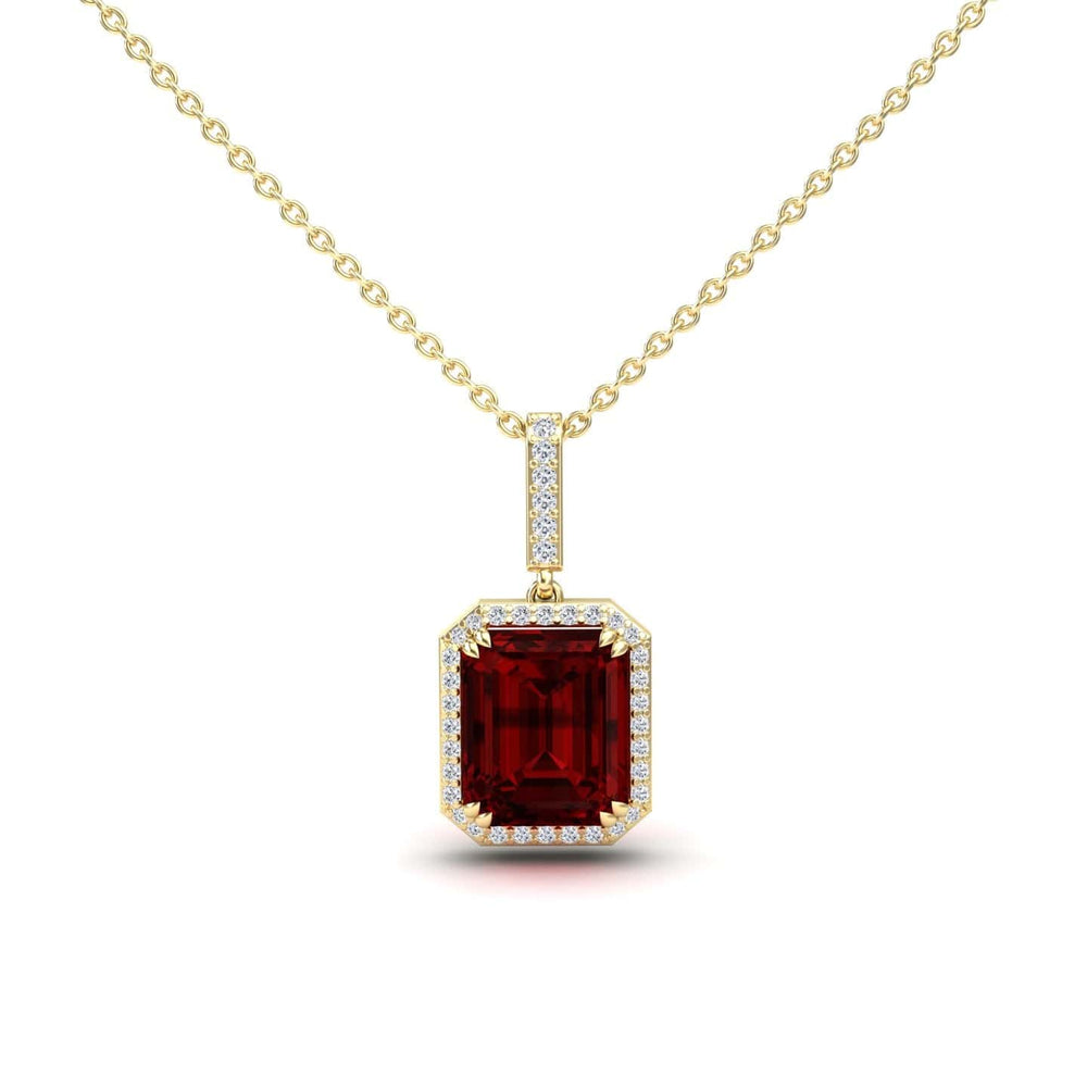 Garnet & Diamond Halo Necklace - Sanya