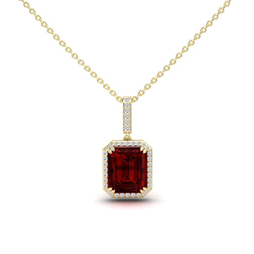 Garnet & Diamond Halo Necklace - Sanya
